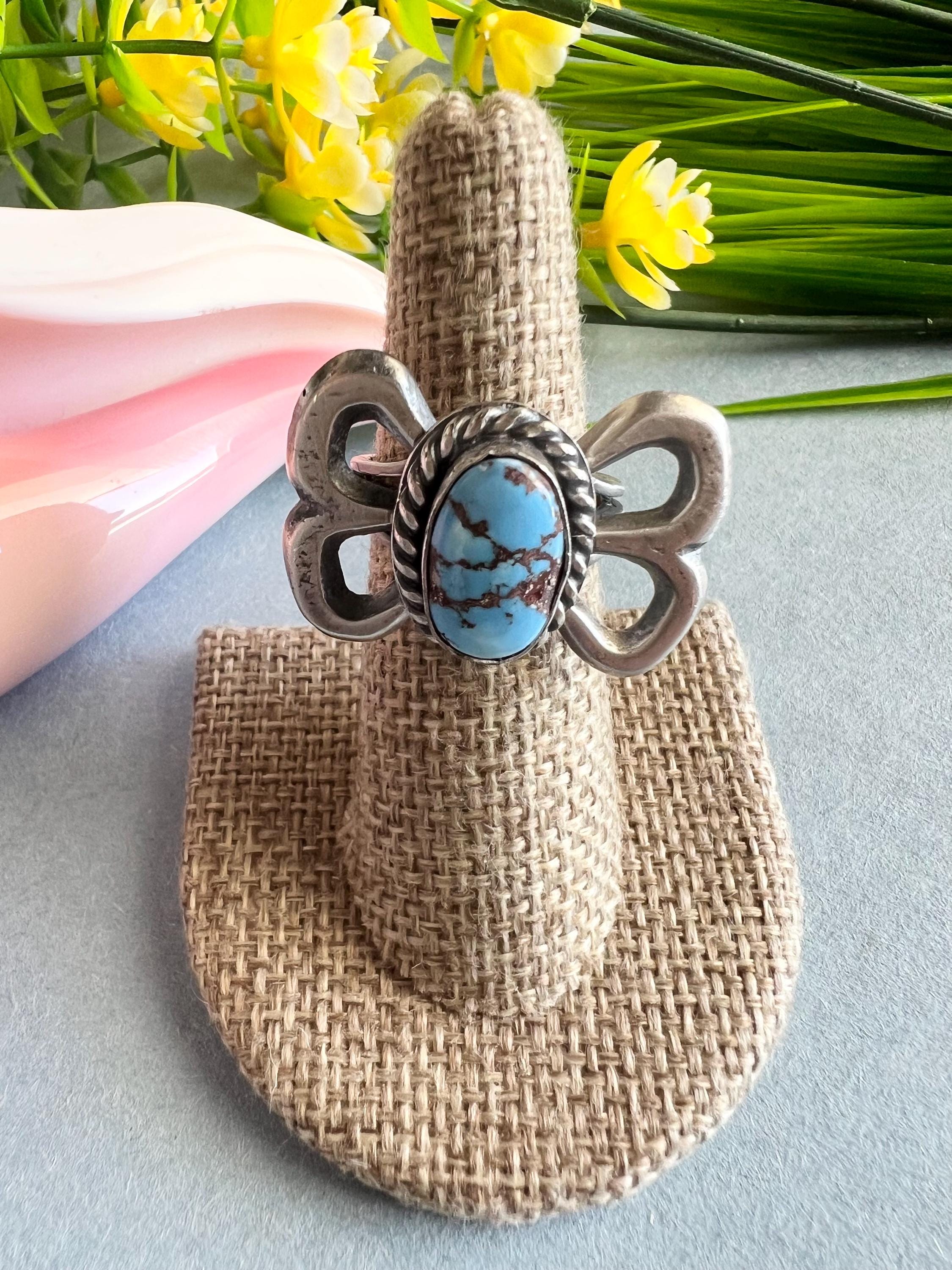 Golden Hills Turquoise Sterling Silver Butterfly Ring size 6.5