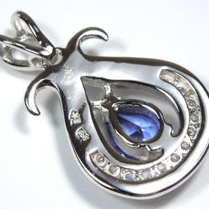 Tanzanite & Blue Fire Opal Inlay Solid 925 Sterling Silver Pendant For Necklace image 4