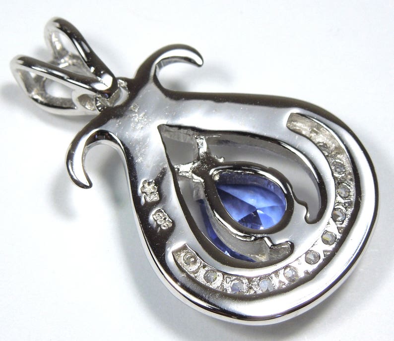 Tanzanite & Blue Fire Opal Inlay Solid 925 Sterling Silver Pendant For Necklace image 4