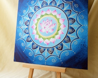 Original energy picture "Mandala Lotus Blue" 30 x 30 cm