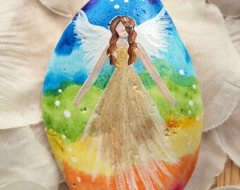 Light Angel Stone "Rainbow" Hand Painted