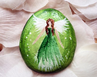 Light Angel Stone "Light Green" Hand Painted