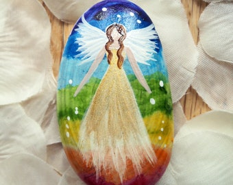 Light Angel Stone "Rainbow 2" Hand Painted