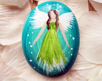 Light Angel Stone "Turquoise Green" Hand Painted