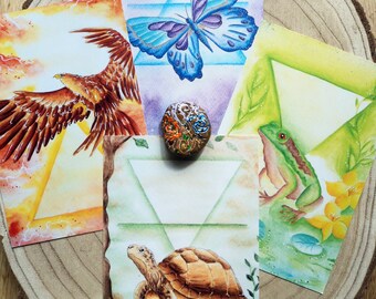 Elements Power Animal Set Postcards Stone