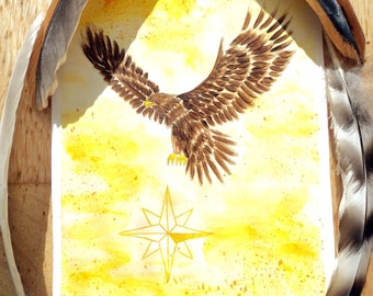 Original Krafttier Bild "goldener Adler" 14,5x21cm