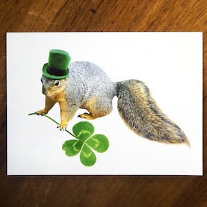 Carte écureuil lutin, carte de la Saint-Patrick