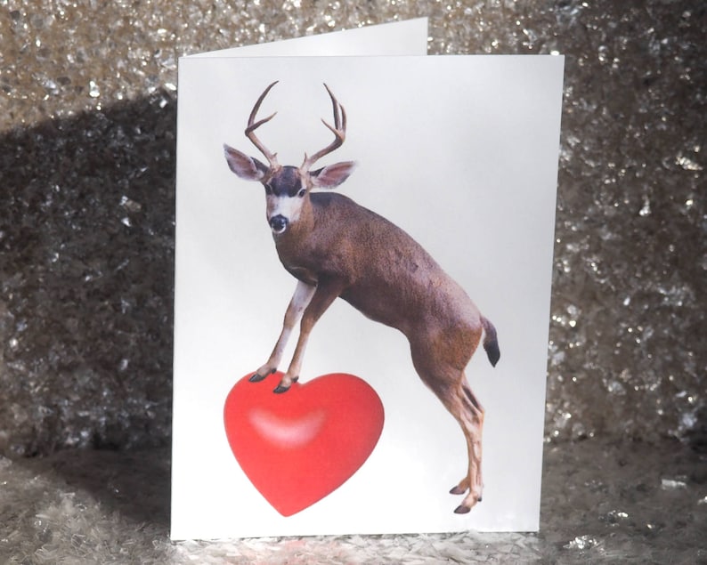 Deer Heart Printable Valentines Card Stag Love Digital - Etsy
