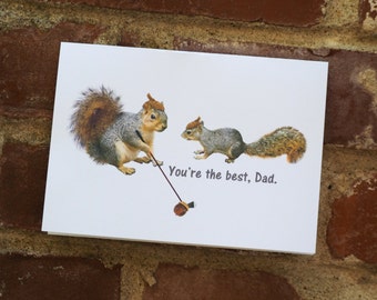 Squirrels Acorn Golf Printable Father's Day Card