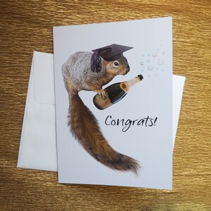 Grad Squirrel with Champagne Congrats! Card