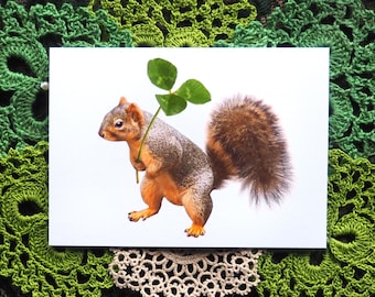 Squirrel with Clover Spring Card