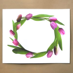 Pink Tulips Printable Border, Flower Digital Download Border