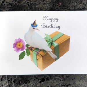 Cartão de aniversário para impressão Dove Rose, cartão digital Dove