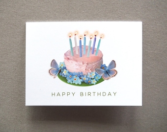 Butterfly Flower Cake Birthday Card