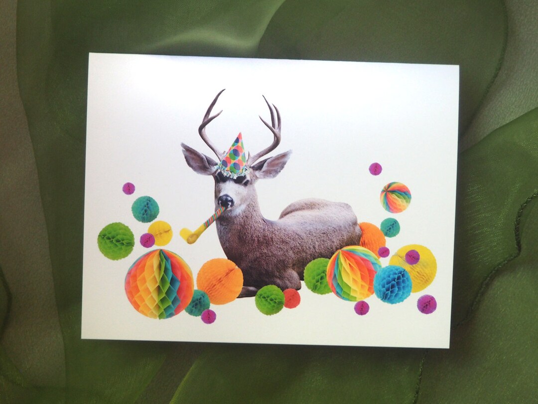 Party Deer Printable Birthday Card, Digital Stag Party Card - Etsy