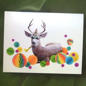 Carte d'anniversaire imprimable de cerf de partie, carte numérique de partie de cerf