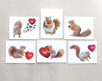 Squirrel School Valentines Version 2, Set of 6 Flat Love Notes