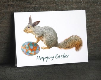 Squirrel with Bunny Ears and Egg Easter Card