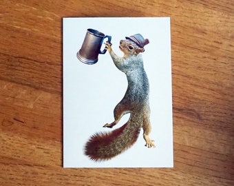 Squirrel with Beer Stein Card