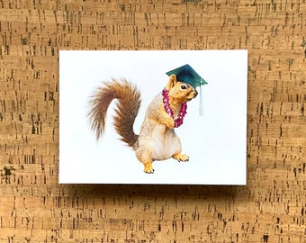 Squirrel with Lei Graduation Card