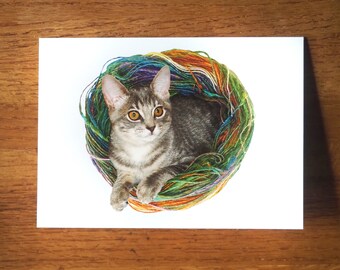 Kitten with Yarn Cute Cat Card