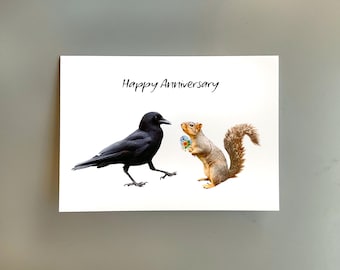 Crow and Squirrel Happy Anniversary Card