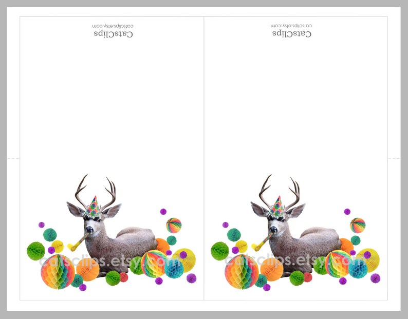 Party Deer Printable Birthday Card Digital Stag Party Card - Etsy