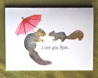 Squirrels Printable Mother's Day Card, Instant Download Squirrel Card