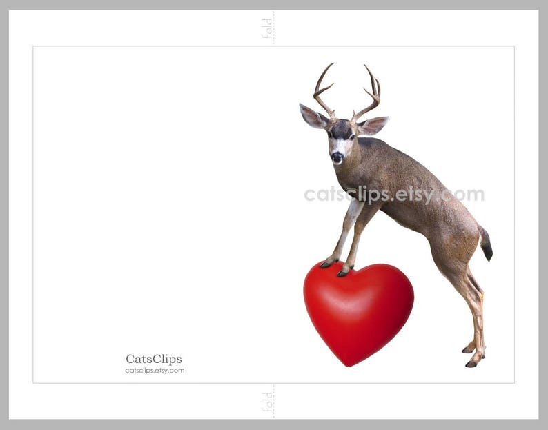 Deer Heart Printable Valentines Card Stag Love Digital - Etsy