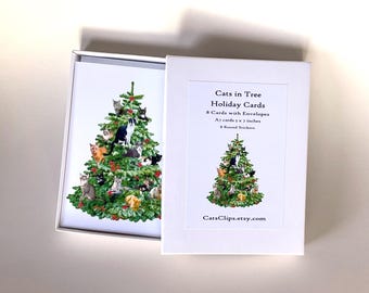 Cat Tree Christmas Cards Box of 8