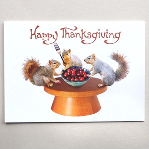 Carte de table pour Thanksgiving écureuils
