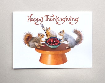 Squirrels Thanksgiving Table Card