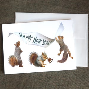 Carte de bonne année écureuils
