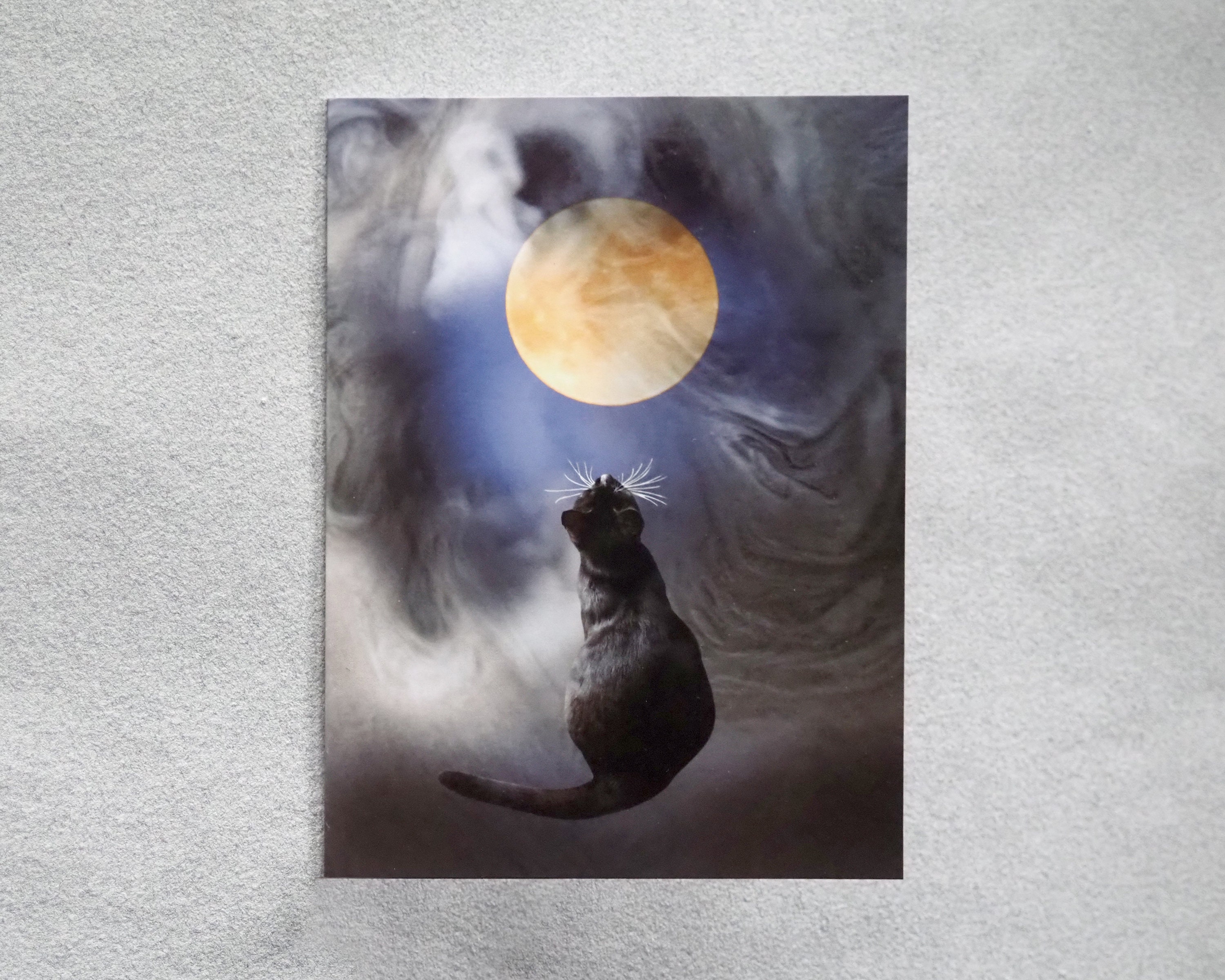 Black Cat Full Moon Card - Etsy