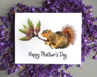 Squirrel Bouquet Mother's Day Card (Printable PDF)