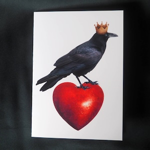 Cartão de Dia dos Namorados para impressão Raven Crown Heart, King Raven Digital Download Love Card