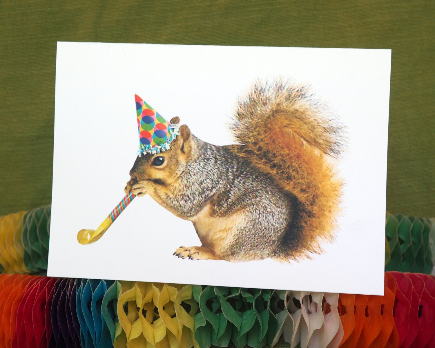 Squirrel With Party Blower Printable Birthday Card Digital | Etsy