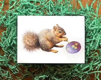 Squirrel Painting Easter Egg Card