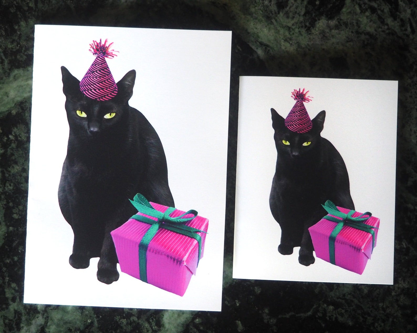 Black Cat Present Printable Birthday Card - Etsy