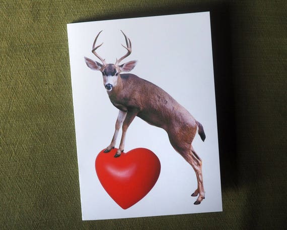 Deer Heart Printable Valentines Card Stag Love Digital | Etsy