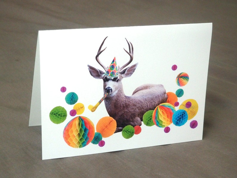 Party Deer Printable Birthday Card Digital Stag Party Card - Etsy