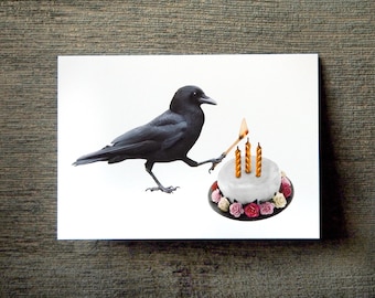 Crow Cake Birthday Card