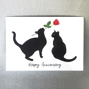 Carte d'anniversaire de rose rouge Black Cats