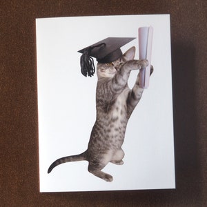 Printable Cat Graduation Card, Kitten with Diploma Printable Graduation Card, Digital Grad Card