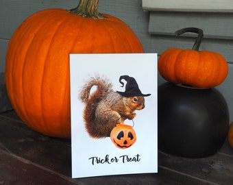 Squirrel Trick or Treat Halloween Card
