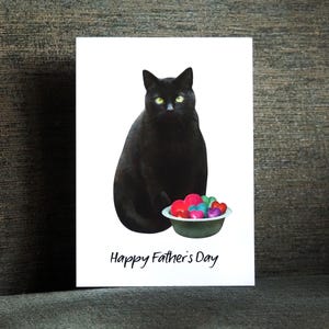 Carte de fête des pères coeurs de chat noir