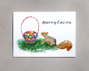 Baby Squirrel with Easter Basket Card
