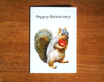 Squirrel Holding Heart Anniversary Card