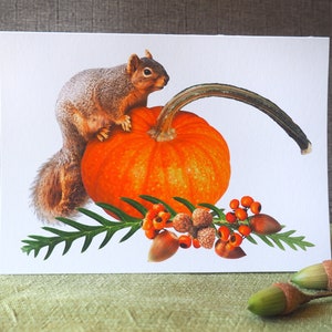 Carte d’automne de citrouille d’écureuil