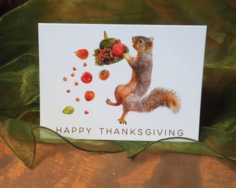 Squirrel Spilling Food Thanksgiving Card